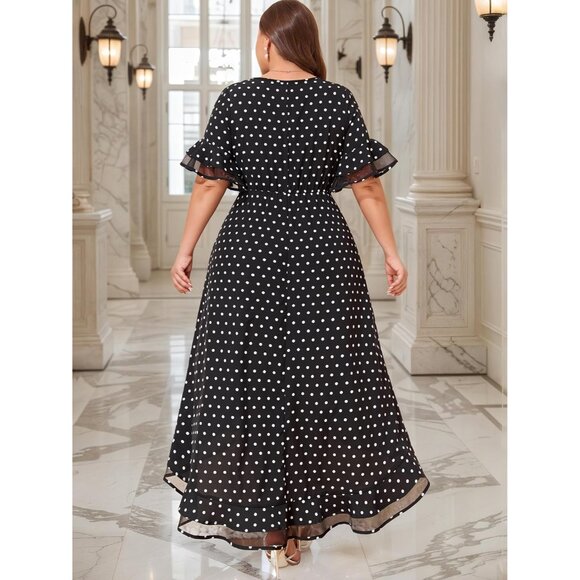 Plus Size Womens Evening Dress Mesh Ruffle Maxi Cocktail Party Summer - Picture 7 of 8